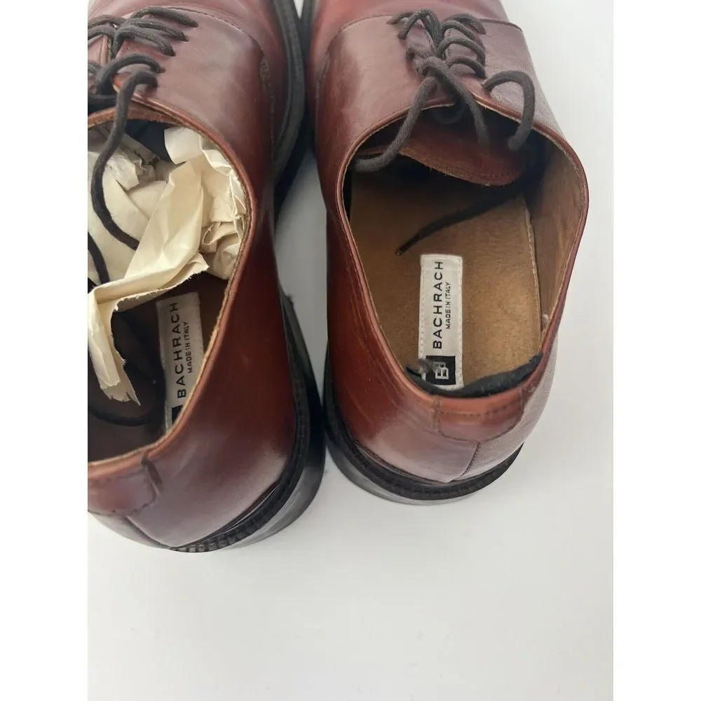 Bacharch Men’s Oxford Dress Shoes Brown Size 10.5 Box And Extras Made In Italy‎